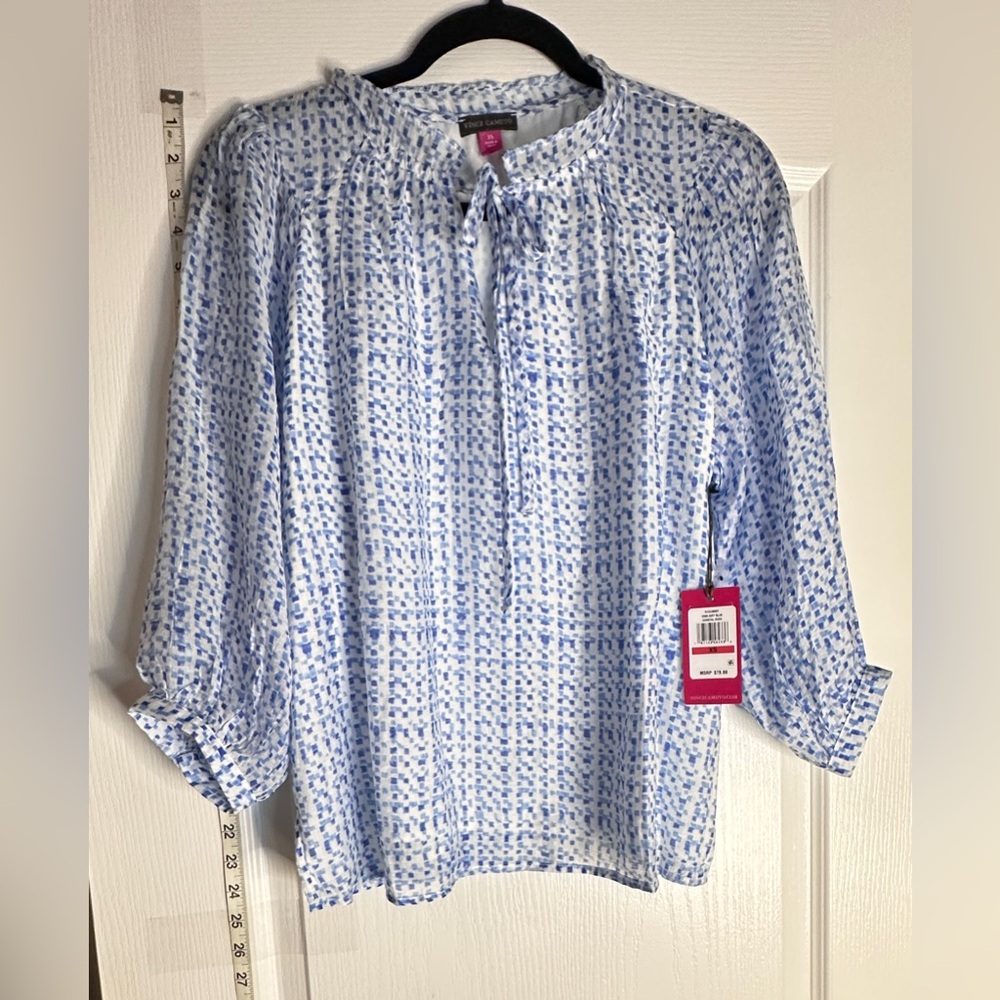 Vince Camuto Blue and White Blouse, XS